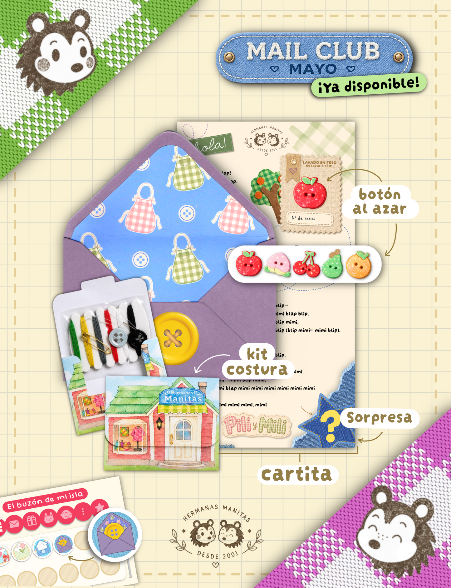 💌[Mail Club] El buzón de mi Isla - Mayo🧵 Hermanas Manitas (Suscripción mensual)