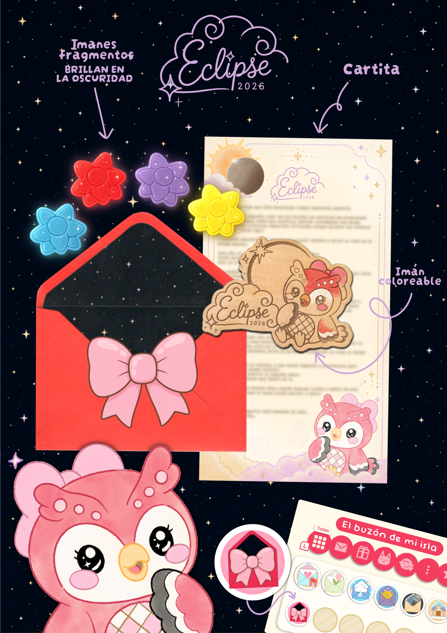 💌[Mail Club] El buzón de mi Isla - Agosto 💫☀️🌙  Estela y eclipse (Suscripción mensual)